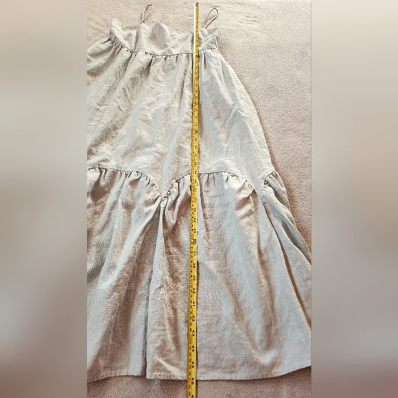 Asos Edition Mint Green Empire Waist Tiered Maxi Midi Dress Size 6 with Pockets - Picture 7 of 7